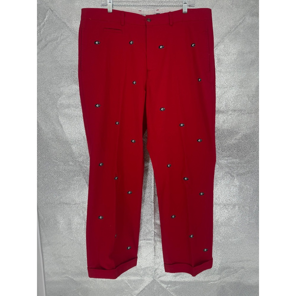 Campus Chinos Mens‎ Red Georgia Bulldogs Embroidered Cotton Pants Size 40